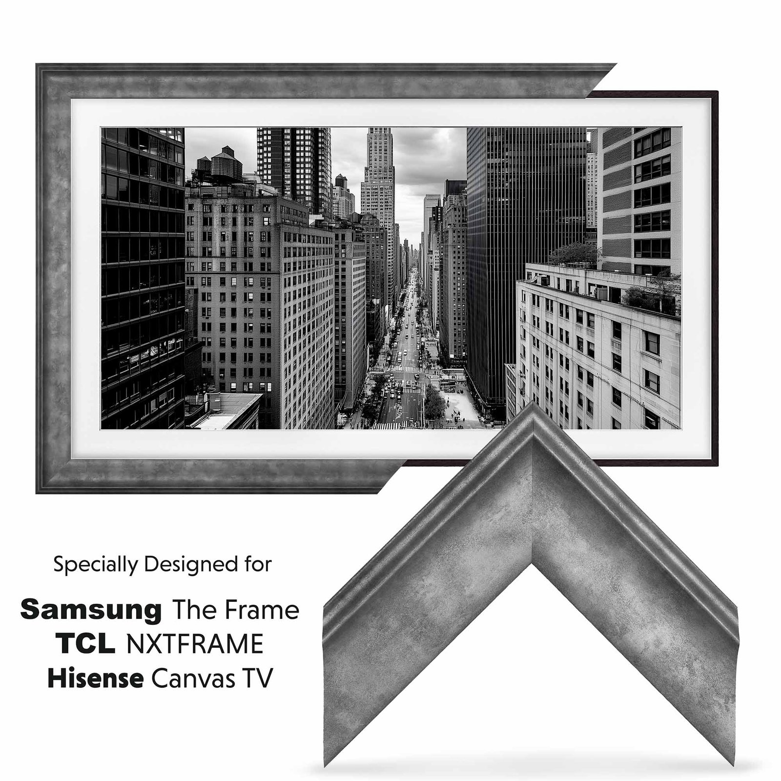 Metallic TV Frame specially designed for Samsung, TCL and Hisense TV models