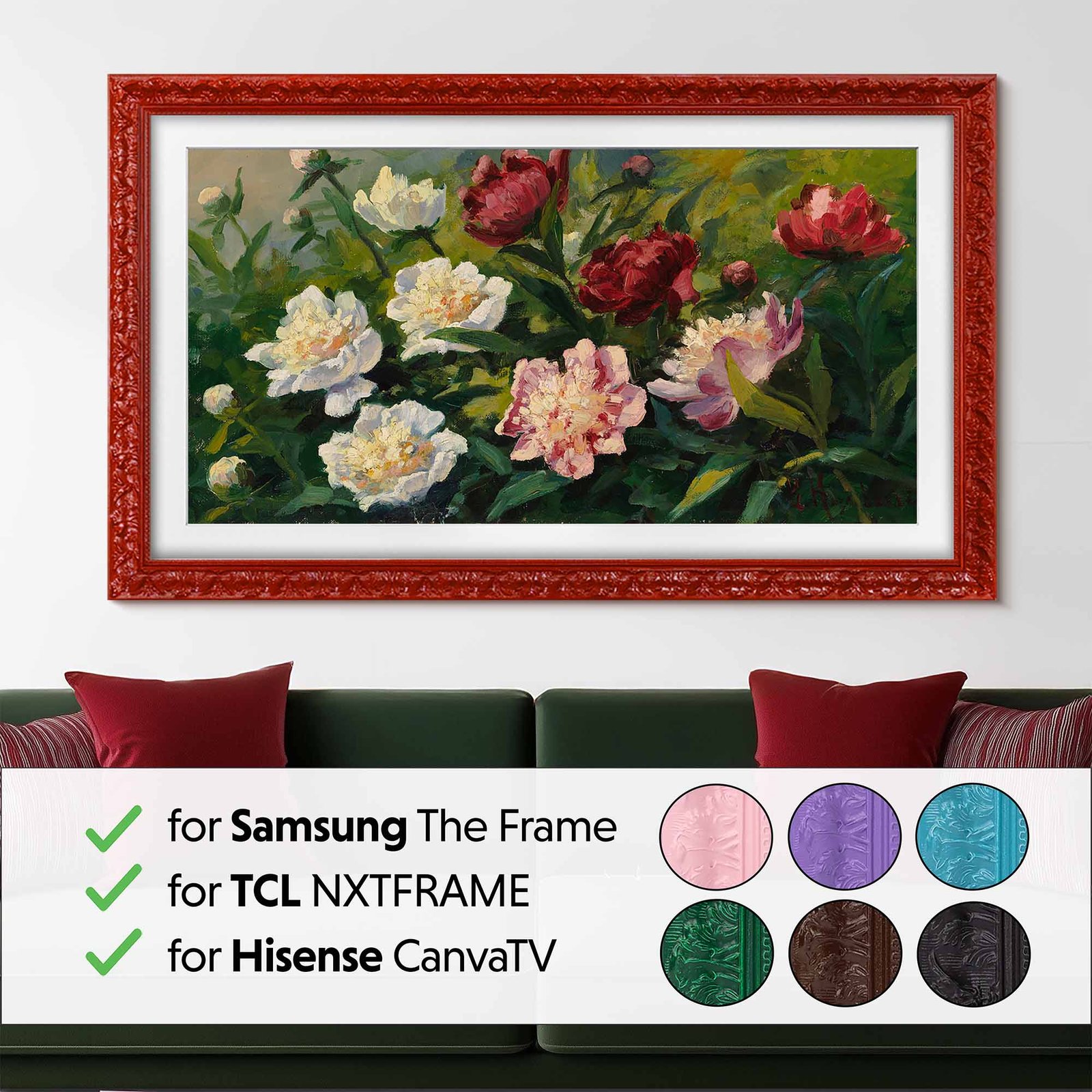 TV frame Samples for Samsung & TCL TV's, Tv Mount Sample, Solid Color Tv Bezel, A Physical Tv Frame Molding Sample to review for color