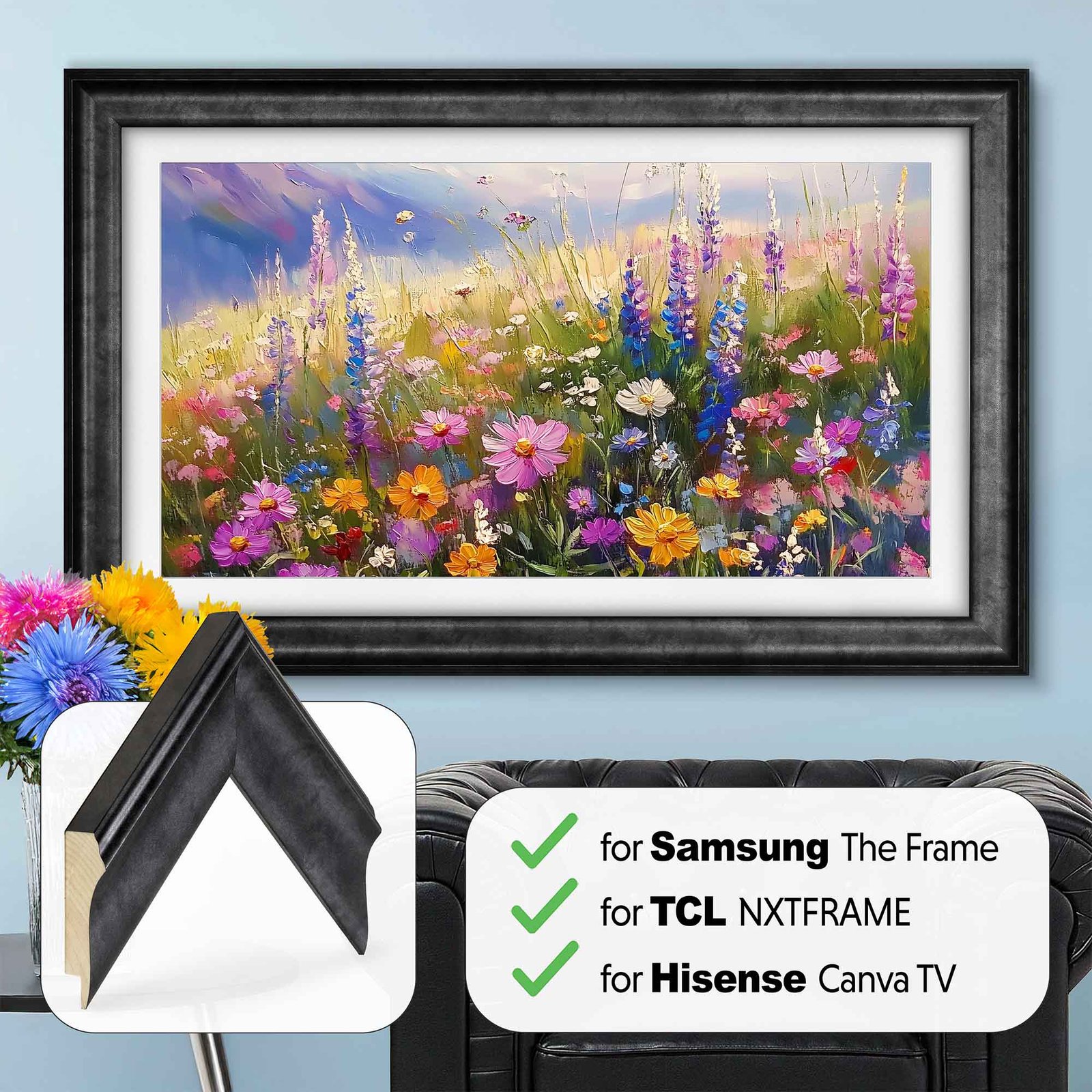 Matte Black Metallic TV Frame